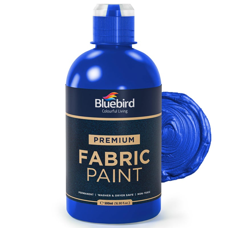 BLUEBIRD Fabric Paint, Pthalo Blue, 16.9 Fl Oz, Permanent Fabric Paints for Clothes, Furniture Upholstery - Image 1